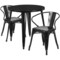 Emma and Oliver Commercial Grade 30" Round Metal Indoor-Outdoor Table Set with 2 Arm Chairs